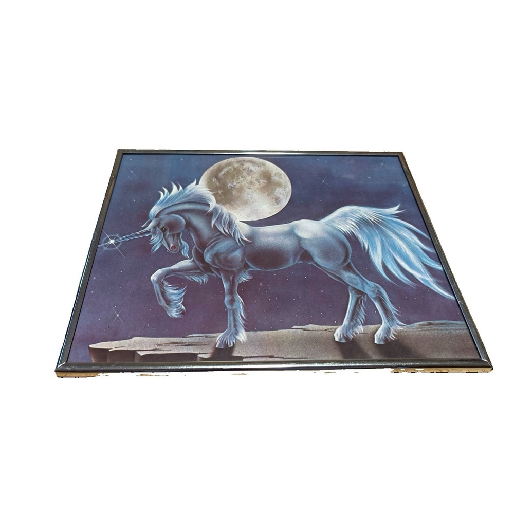 Sue Dawe Mythical Crystal Full Moon Unicorn Framed Fantasy Art Print